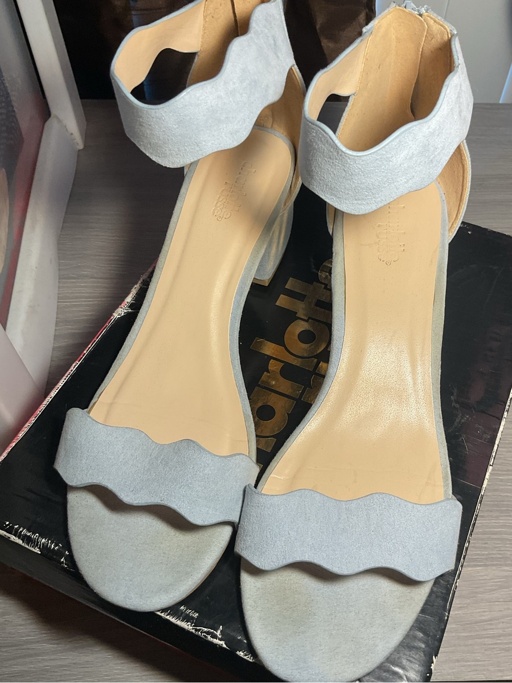 Charlotte Russe Light Blue Gray Scallop Heels